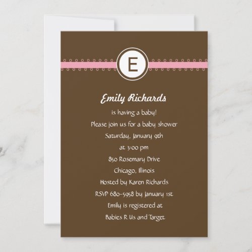 Satin Ribbon Baby Shower Invitation - in Pink