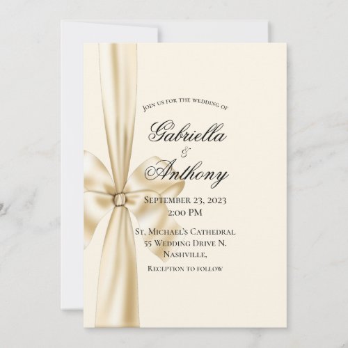 Satin Ribbon Cream Wedding Invitation