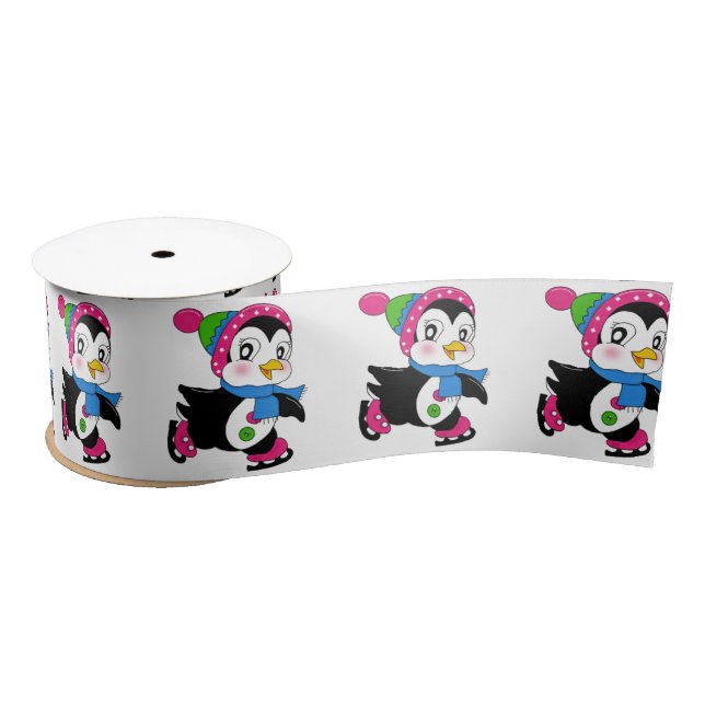 Satin Ribbon/Cute Penguins Ribbon (Spool)