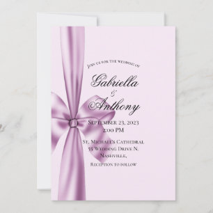 Satin Ribbon Purple Lavender Wedding Invitation