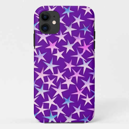 Satin stars lavender on purple iPhone 11 case