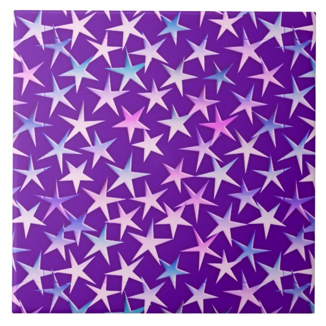 Satin stars, lavender on purple ceramic tile (Front)