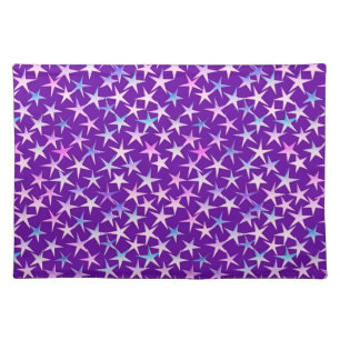 Satin stars, lavender on purple cloth placemat