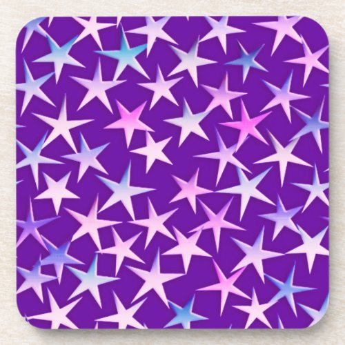 Satin stars lavender on purple drink coaster