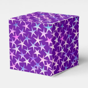 Satin stars, lavender on purple favor boxes