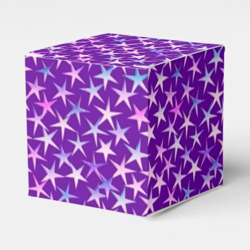 Satin stars lavender on purple favor boxes