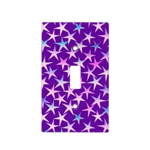 Satin stars, lavender on purple light switch cover