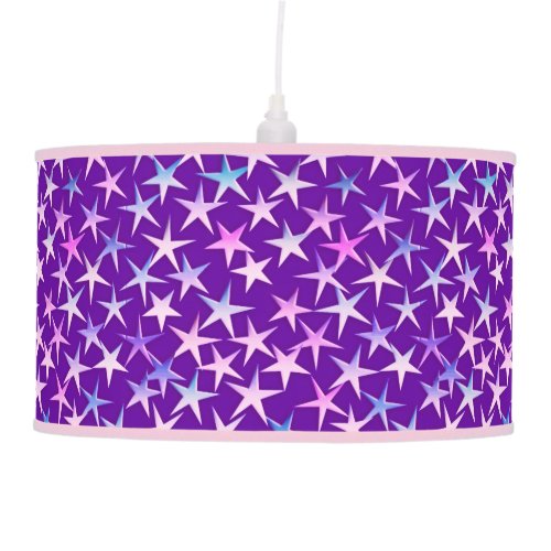 Satin stars lavender on purple pendant lamp