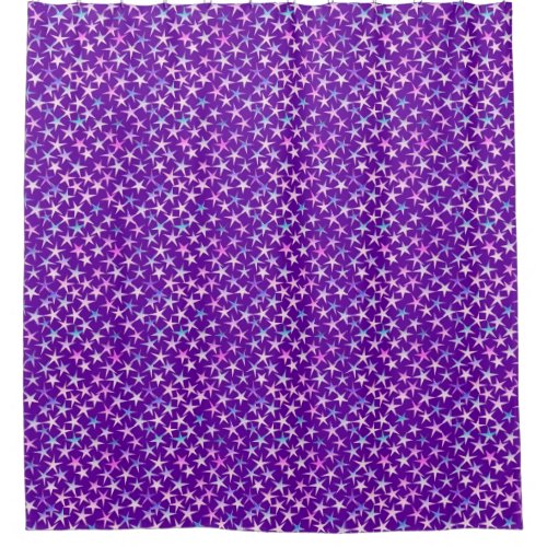 Satin stars lavender on purple shower curtain