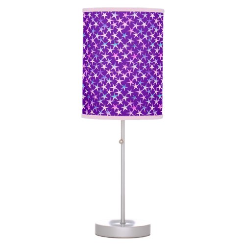 Satin stars lavender on purple table lamp