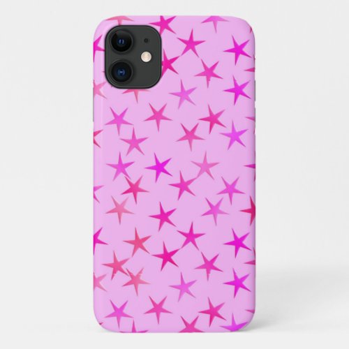 Satin stars orchid on pale pink iPhone 11 case