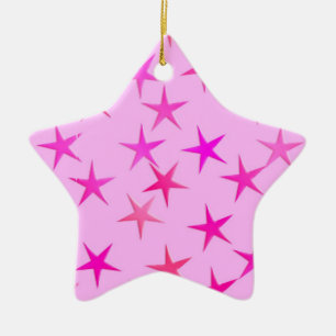 Satin stars, orchid on pale pink ceramic ornament