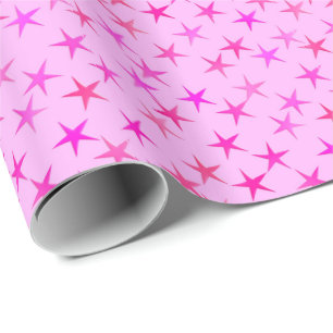 Satin stars, orchid on pale pink wrapping paper