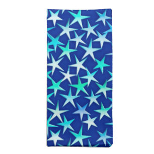 Satin stars, pale blue on cobalt cloth napkin