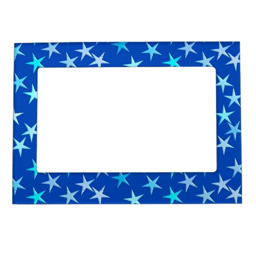 Satin stars pale blue on cobalt magnetic picture frame