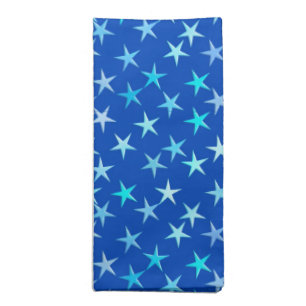 Satin stars, pale blue on cobalt napkin