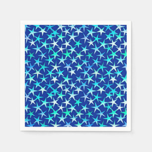 Satin stars, pale blue on cobalt paper napkins