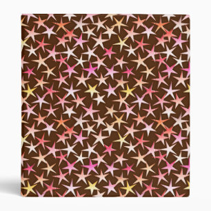 Satin stars, pink on chocolate 3 ring binder