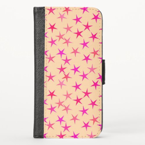 Satin stars shades of pink on peach iPhone x wallet case