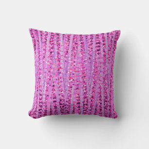 Satin Stripes and Dots Abstract, Amethyst Purple Throw Pillow