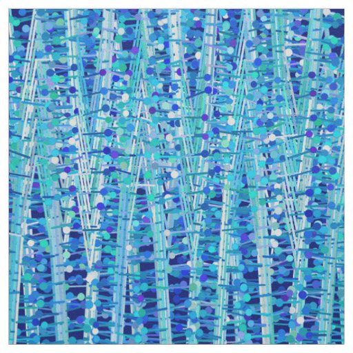 Satin Stripes and Dots Abstract, Cobalt Blue Fabric