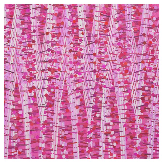 Satin Stripes and Dots Abstract, Fuchsia Pink Fabric (Swatch)