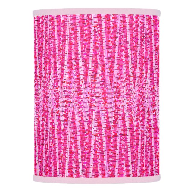 Satin Stripes and Dots Abstract, Fuchsia Pink Lamp Shade (Front)