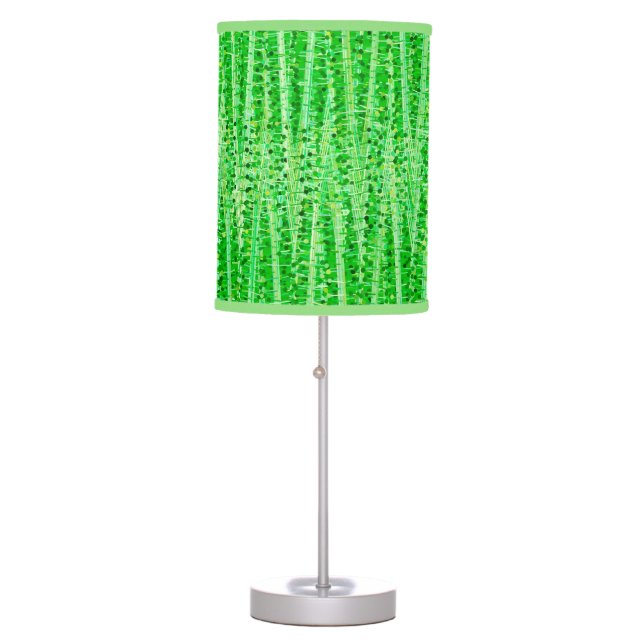 Satin Stripes and Dots Abstract, Lime Green Table Lamp (Front)