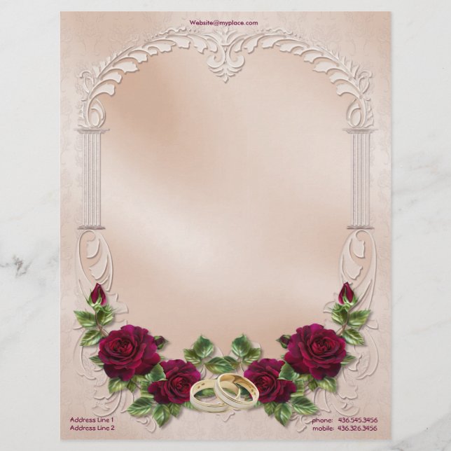 Satin Wedding In Pink -  Customize Letterhead (Front)