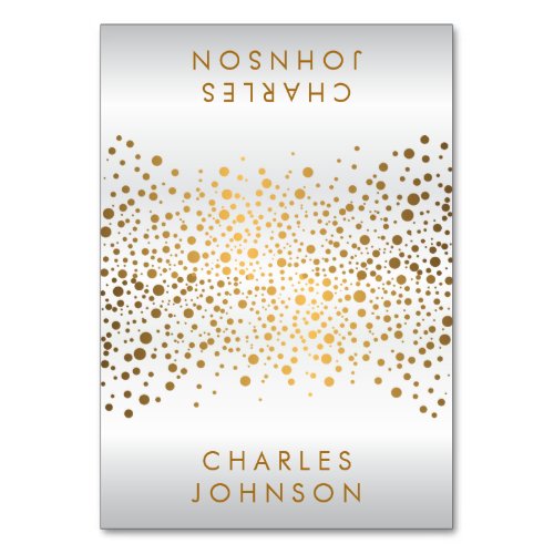 Satin White and Gold Confetti Dots  Place Cards