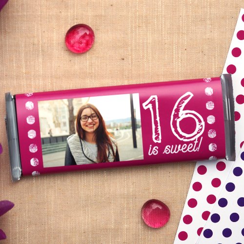 Satin Wrapper Pink Sweet 16 Birthday Candy Label