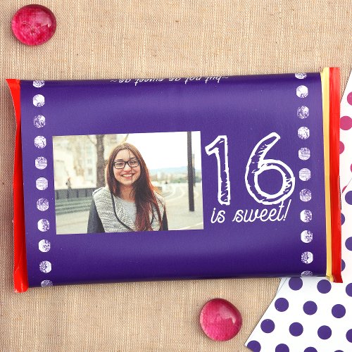 Satin Wrapper Purple Sweet 16 Birthday Candy Label