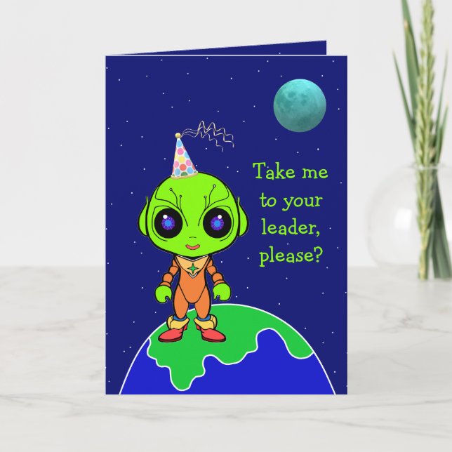 Satirical Alien Birthday folded card by Jo Images (Front)
