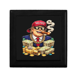 Satirical MAGA Billionaire Cartoon — Retro Pop Art Gift Box