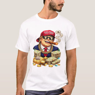 Satirical MAGA Billionaire Cartoon — Retro Pop Art T-Shirt