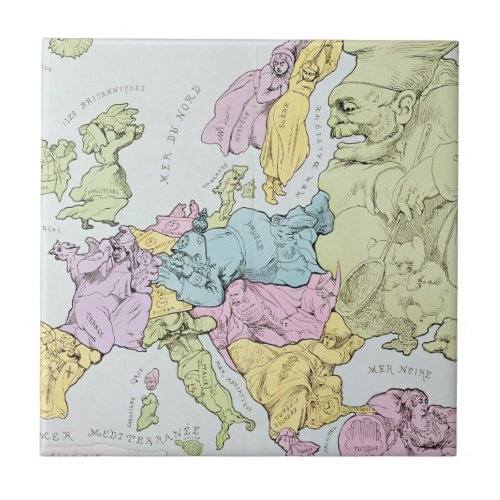 Satirical Map of Europe  1871 Ceramic Tile
