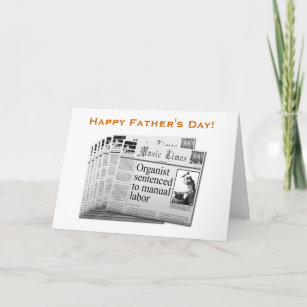 Satirical organist Father's Day card