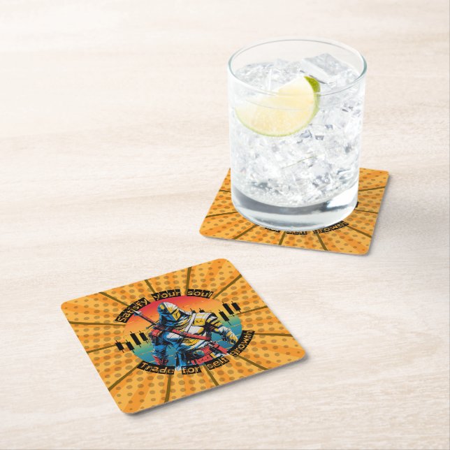 Satisfy | Trade motivation | Fantasy Design Comic Square Paper Coaster (Insitu)