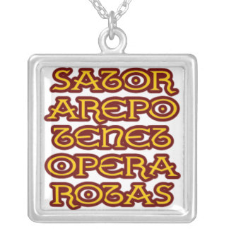 sator square silver plated necklace