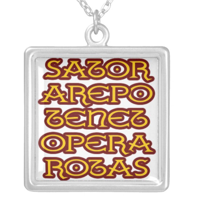 sator square silver plated necklace (Front)