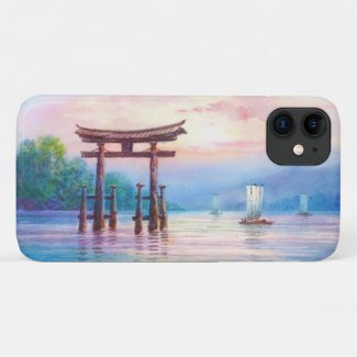 Satta Miyajima Torii and Sailboats japanese art Case-Mate iPhone Case