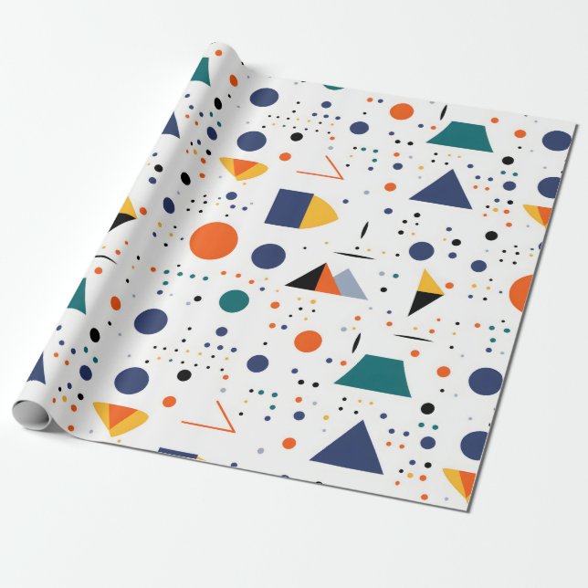 Saturated Colors Abstract Geometric Figures Wrapping Paper (Unrolled)
