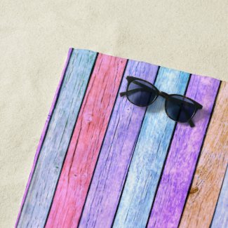 Saturated pastel wood boards pattern color theme 2 beach towel