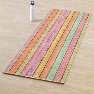 Saturated pastel wood boards pattern, color theme yoga mat