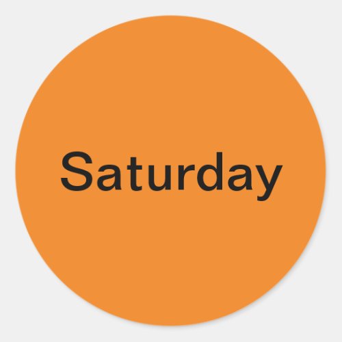 Saturday Day of the Week Orange Stickers