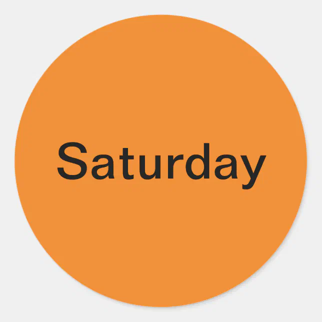 Saturday Day of the Week Orange Stickers