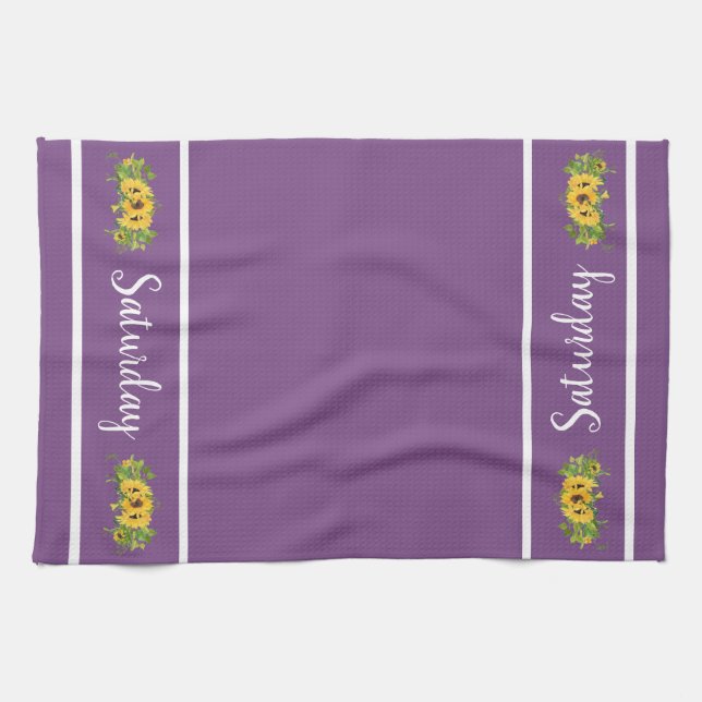 Saturday Day of the Week Sunflower Kitchen Towel (Horizontal)
