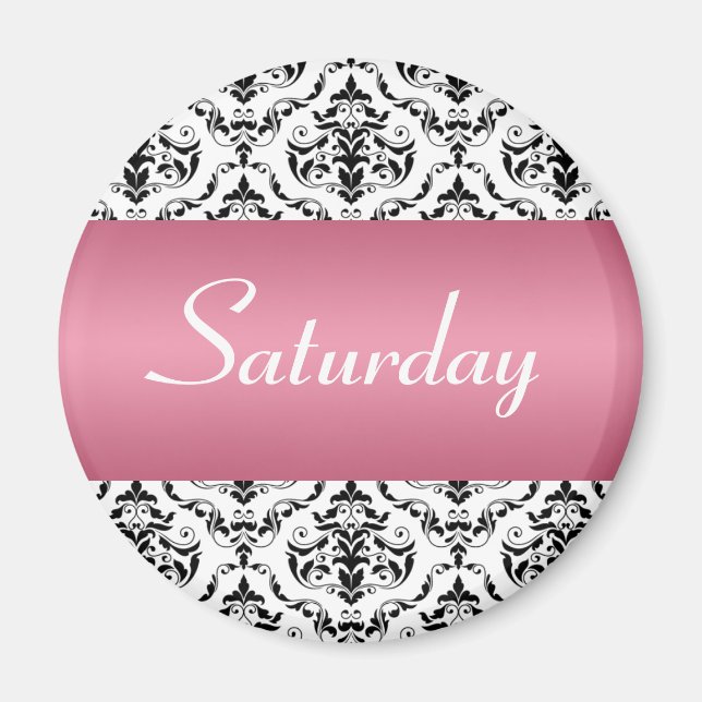 Saturday Pink - Damask Magnet (Front)