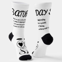 Saturday Poem Socks - Trendy, Funny, White&Black