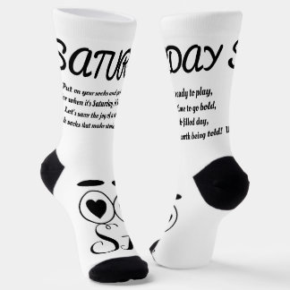 Saturday Poem Socks - Trendy, Funny, White&Black